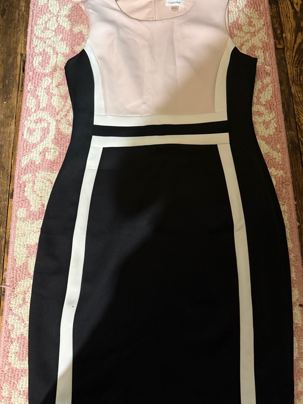 Calvin Klein Black, Blush & White Colorblock Sheath Dress